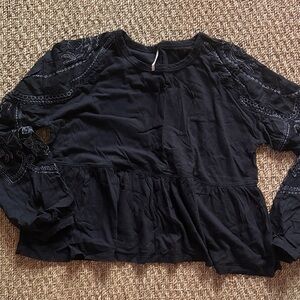 Free people peplum Black Women's Top
